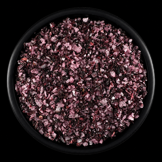 Hibiskusblütensalz – aromatisches Gewürzsalz mit getrockneten Hibiskusblüten und feinem Meersalz